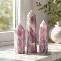 Tour de cristal d'agate rose violette, pierre naturelle polie, pour la décoration de bureau et de maison, la collecte d'énergie et la présentation de cadeaux