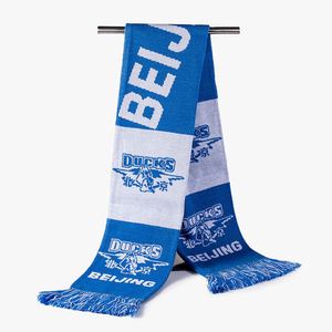 Custom <b>Winter</b> Knitted 100% Cotton Long Eco-Friendly Lightweight Football Fan <b>Scarf</b> Embroidered Logo for Soccer Team Club Sports - Product Image 1