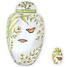 Urna Funeraria de Metal (Latón/Aluminio) con Grabado Esmaltado en Color Verde Hermoso para Cenizas Humanas de Adultos - Product Image 6