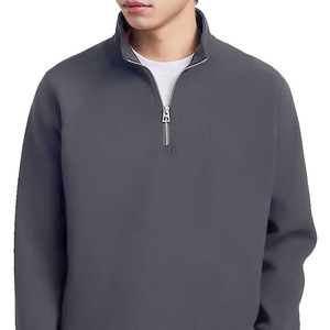 Sweat-shirts à demi-zip sportifs personnalisés pour hommes Col montant Confortable Coupe régulière Respirant 100% coton polaire Écologique - Product Image 6