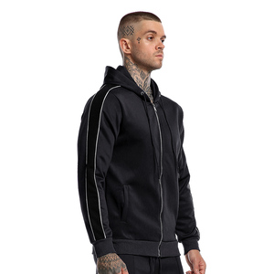 Pakistan Made 350GSM Chándal con capucha para hombre con cremallera y rayas laterales Chándal de manga larga personalizado para correr Conjunto de dos piezas - Product Image 6