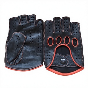 Guantes de Conducción Premium para Hombre, Medios Dedos, Transpirables, Antideslizantes, de Piel de Cabra, Ecológicos, Ligeros, Sin Forro, Ajuste Cómodo - Product Image 1