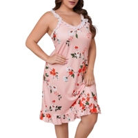 Robe de nuit sexy rose en dentelle sans manches à col en V pour femme, coupe ajustée, fermeture élastique, respirante, douce, grande taille, pour soirée, longueur genou