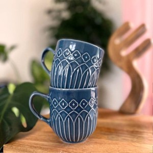 แก้วกาแฟเซรามิกเซ็ตสลัดทำจากไม้และเรซินสินค้าแฮนด์เมด - Product Image 2