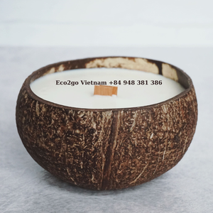 Eco2go Bougie artisanale en forme de bol de noix de coco du Vietnam/Bougie parfumée en forme de bol de noix de coco de haute qualité et écologique pour la maison, la fête - Product Image 5