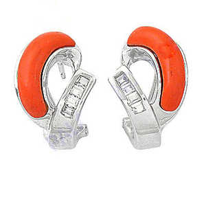 Women's <b>Fine</b> Dangle Silver Coral <b>Hoop</b> <b>Earrings</b> Statement Jewelry - Product Image 2