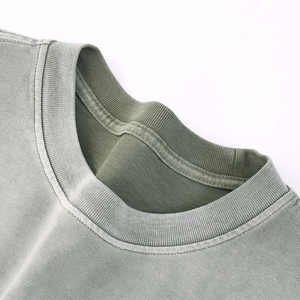 Camiseta corta de punto ligero de gran tamaño con cuello redondo de algodón 100% para hombre con estampado de bambú sólido personalizable - Product Image 3