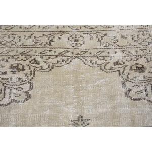 พรมตุรกีขนาด 1.5x4.7 ฟุต พรมวินเทจขนาดเล็ก พรมลายดอกไม้สีเบจ - Product Image 5