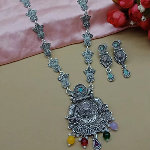 ชุดสร้อยคอยาวสีเงินสีดำสำหรับผู้หญิงและเด็กผู้หญิงชุดสร้อยคอแฟชั่นดีไซน์ใหม่ล่าสุดสำหรับผู้หญิงและเด็กผู้หญิง - Product Image 1