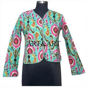Veste courte pour femme en coton tricoté coloré, respirante, matelassée, à imprimé floral, avec logo frontal, tendance, pour l'hiver - Product Image 1