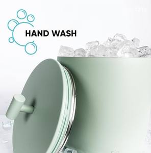 Modern Stainless Steel Ice <b>Bucket</b> with <b>Lid</b> and Scoop Soft Pastel Finish Insulated Design for Stylish Home Bar Use - Product Image 3