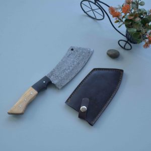 Couteau de couperet à viande à lame en acier inoxydable durable professionnel conception pleine soie manche en bois antidérapant ambidextre passe au lave-vaisselle - Product Image 2