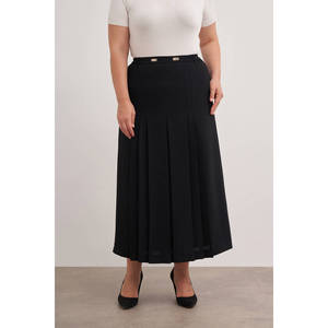 <b>Black</b> Knitted Wrap <b>Skirt</b> with Floral Embroidery and Belt - Product Image 3