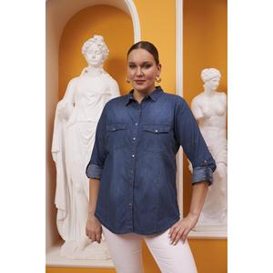Camisa de Mezclilla Azul de Talla Grande RMG para Mujer - Blusa Informal Holgada de Manga Larga y Tejido Cómodo - Product Image 1