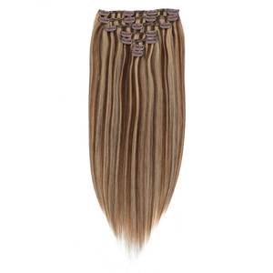 Extensions de cheveux à clipser 30 pouces 9A Remy Cheveux humains brésiliens indiens Mélange brun châtain blond bronzé - Product Image 4