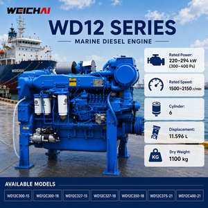 <span class=keywords><strong>Moteur</strong></span> diesel marin Weichai WD12 <span class=keywords><strong>300</strong></span>-400 <span class=keywords><strong>CV</strong></span>, <span class=keywords><strong>moteur</strong></span> robuste refroidi par eau pour navires de cargaison, navires offshore et groupes électrogènes - Product Image 1