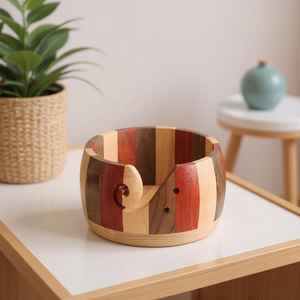Premium Quality Portable Simple Wooden Crochet Yarn <b>Bowl</b> | Handcrafted Solid Wood Yarn Holder for Tangle-Free <b>Knitting</b> - Product Image 3