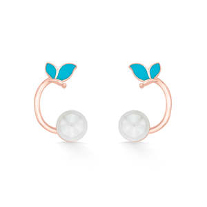 Leaf Lume Rhodium-Plattierte Blumen-Ohrstecker für Damen mit Zirkon- und Diamant-Akzenten Vintage Party Hochzeitsschmuck - Product Image 3