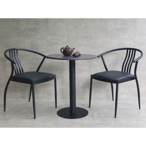 Contemporary Wood <b>Restaurant</b> Furniture <b>Set</b> 2 Chairs & 1 Round Table Comfortable Design - Product Image 2