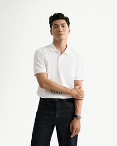 Camisa de Hombre de Manga Corta con Botones, Cuello Estampado, Ajustada, Casual, Relajada, Urbana, Transpirable, de Algodón Piqué, para el Día a Día - Product Image 1