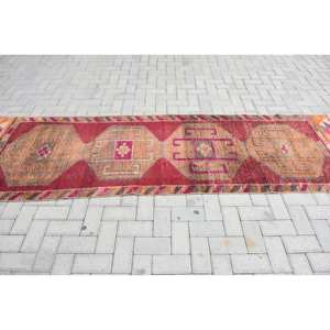 Alfombra turca vintage, diseño de retazos rojo y naranja, estilo clásico, área grande de 29x95 pies, látex de lana, incluye pasillo rectangular, Tabriz - Product Image 3