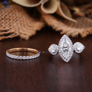 2.09TDW Bague en or blanc/rose avec diamant taille marquise, poire et rond par Lab-Stone Twinkling Diamond Ring Couleur EF-VS - Product Image 3