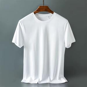 Été 100% Coton mercerisé Hommes T-shirts en soie O-Neck Short Sleeve Loose Straight Tops Simple Casual Tees For Minimalist - Product Image 5