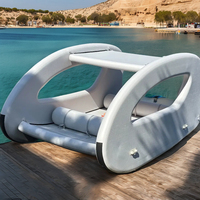 Bateau-maison gonflable pour 4 personnes avec sol en PVC robuste, auvent pare-soleil et pompe à air électrique