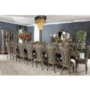 ชุดโต๊ะทานอาหารไม้สัก16ที่นั่งสไตล์ยุโรปทันสมัยเฟอร์นิเจอร์ห้องรับประทานอาหารแกะสลักด้วยมือสำหรับวิลล่าขนาดใหญ่ - Product Image 1