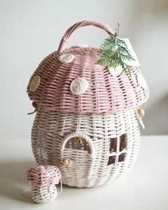 Colorful Design Natural Handmade Rattan Mushroom Shaped Storage Basket for Kid's Room Decoration & Gift Basket for Kids - Product Image 1