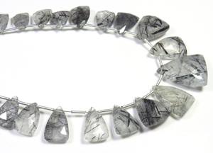 Cuentas de Piedras Preciosas de Cuarzo Rutilado Turmalinado Natural, 9-20 mm, Facetadas, Forma de Escudo, Piedras Preciosas Sueltas, para Collar de 9 Hilos - Product Image 5