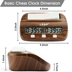 Horloge d'échecs numérique LEAP, aspect <span class=keywords><strong>bois</strong></span>, couleur facile, <span class=keywords><strong>minuteur</strong></span> d'échecs pour jeux de société, avec fonction d'alarme, noir (boutique officielle) - Product Image 2