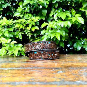 Cinturón de Cuero Genuino con Diseño Paisley Cortado a Láser, Estilo Vaquero Occidental, con Hebilla de Aleación de Zinc, 40 mm de Ancho, Unisex - Product Image 5