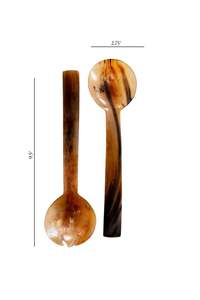 Nouvel arrivage de couverts de service à salade en corne Accessoires d'ustensiles de cuisine Design unique Serveur à salade poli 2 Paires d'outils - Product Image 2