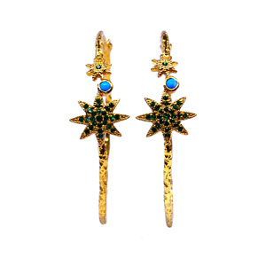 Conjunto de pendientes de moda para mujer, Plata de ley hecha a mano, chapado en oro 925, ropa de fiesta, piedras preciosas, turquesa Tsavourite para usar - Product Image 2