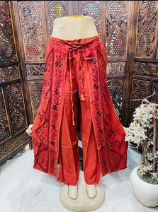 กางเกงขายาวแบบพันรอบสำหรับทุกเพศกางเกงเดินชายหาดแบบผ่าข้างปักด้วยมือใส่สบายกางเกงสำหรับใส่ในเทศกาลไซส์ XS สำหรับฤดูร้อน - Product Image 4