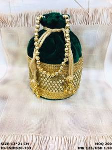 Velvet Embroidery Designed <b>Potli</b> <b>Bags</b> for Women - Product Image 2