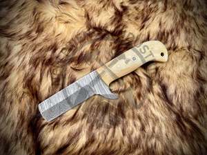 Couteau de coupe-taureau Cowboy en acier damas fait à la main avec manche en os de chameau et couverture de gaine en cuir couteau de Camping personnalisé de vente chaude - Product Image 6