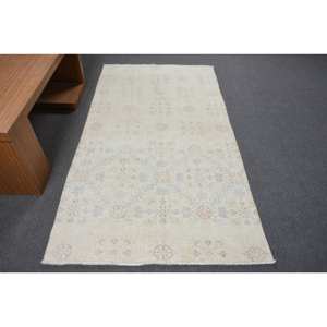 Tapis moderne en laine blanche de 3.8x6.9 pieds, tissage plat turc, patchwork, support en latex pour décor de salon pour adolescents - Product Image 1