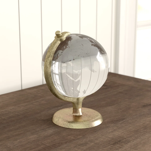 Modern Decorative Desktop World <b>Globe</b> Polished Aluminum Geographic Sculpture <b>Rotating</b> Earth <b>Globe</b> Premium Desktop Accessory - Product Image 6