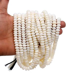 Haute qualité 16 pouces brin 7-9mm blanc opale perles de pierres précieuses collier Bracelet artisanat lisse Rondelle forme blanc opale perles de pierre - Product Image 1