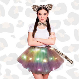 <span class=keywords><strong>Costume</strong></span> da Ghepardo con Luci LED per Ragazze Set 4 Pezzi Accessori Stampa Leopardata Halloween Cosplay Set Tutu da Ghepardo - Product Image 5