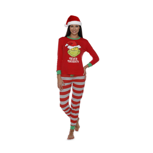 Pijamas de algodón navideños a juego para mujer, conjunto de pijama suave de punto con estampado de dibujos animados, talla 3XL - Product Image 1
