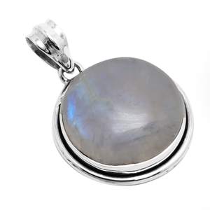 Pendentif rond en pierre de lune arc-en-ciel en argent sterling 925 avec placage à l'or cadeau de mariage parfait pour l'amour 925 bijoux estampillés - Product Image 1