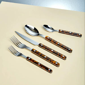 Ensemble de couverts en acier inoxydable dernier cri, manche en résine, poli miroir, pour repas modernes - Product Image 1