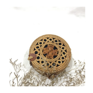 Sac à main en paille vietnamienne, sac en rotin rond Boho pour les vacances d'été, sac artisanal écologique - Product Image 3