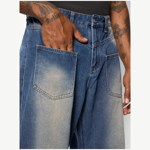Men <b>Jeans</b> Denim 100% Cotton Streetwear Distressed Oversized Baggy <b>Jeans</b> Male Wide Leg <b>Jeans</b> for <b>Boys</b> - Product Image 3