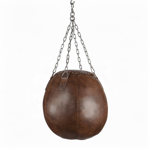 Sac de frappe boule de démolition 60 cm avec chaînes, 100% cuir de vache, hauteur réglable pour entraînement, gym, boxe, niveau professionnel, remplissage de sable - Product Image 2
