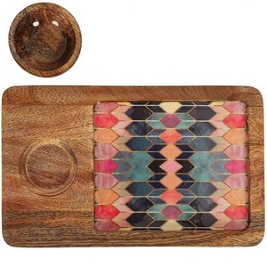 Bandeja de resina de madera al por mayor, plato de servicio de esmalte impreso para postre y decoración de pasteles dulces, accesorios de decoración de pasteles - Product Image 6