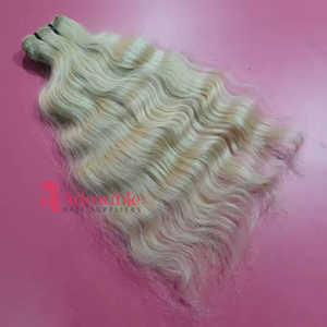 Paquets de cheveux du temple indien blond 613 | Vierge droite et vague d'eau | Extensions de cheveux humains Genius Weft | Blanchis et prêts - Product Image 4